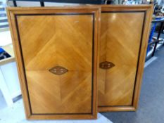 A pair of continental satin wood bed headboards