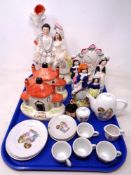 Three Staffordshire figures,