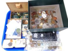 A tray of British pre decimal coins, set of coin scales, 1951 Crown,