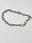 An old silver moonstone bracelet, length 18.