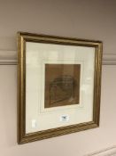 19th century school, pencil drawing depicting a continental desk.