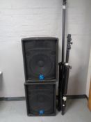 A pair of AC EURO audio concept speakers with stands.