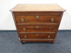 A nineteenth century inlaid mahogany storage cabinet with lift up top with three dummy drawers.