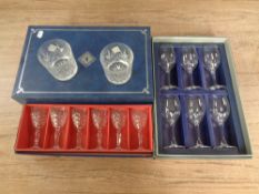 A quantity of boxed crystal wine glasses including Edinburgh International,