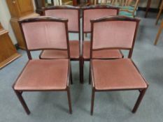A set of four stained beech framed continental dining chairs