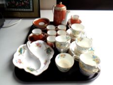 A tray of Trentham part tea set, Grovesnor coffee set,