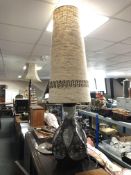 A 1970s pottery table lamp with shade (height 132cm)