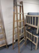 An early 20th century wooden step ladder