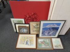 A quantity of pictures and prints, contemporary wall canvas,
