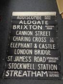 A circa 1970's London Bus Routemaster destination scroll