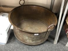 A 19th century copper twin handled pot (diameter 54cm)