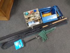 A metal concertina tool box and a fishing box containing assorted hand tools with two two-piece