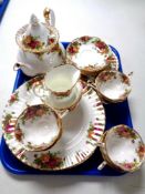 Twenty-seven pieces of Royal Albert Old Country Roses tea and dinner china