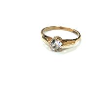 A 9ct gold CZ solitaire ring, size M CONDITION REPORT: 1.