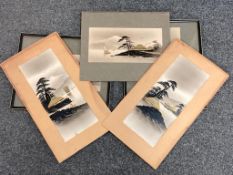 A box of pictures and prints to include Japanese prints, floral signed prints etc.