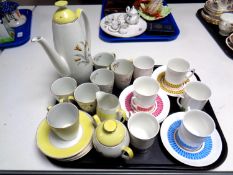 A tray containing a 15-piece Burleigh ware coffee service together with six further Elizabethan