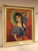 Continental School : The dancer, oil-on-canvas, 32 x 39 cm.