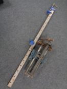 A heavy duty Record bench vice together with a sash clamp.