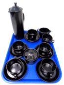 A tray containing a fifteen piece Wedgwood coffee service (black)