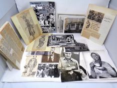 A crate containing miscellanea including Newcastle Chronicle cuttings,