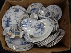 A box containing a quantity of 19th century Booths dinnerware.