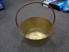 An antique brass cast iron handled jam pan.