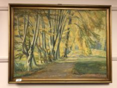 Niels Madsen : Trees by a path, oil-on-canvas, 71 x 52 cm.