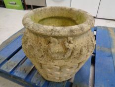 A concrete garden planter