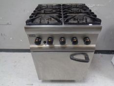 A Lincat commercial stainless steel four burner gas cooker