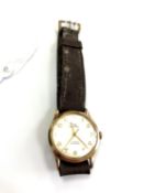 A gent's 9ct gold Record manual-wind wristwatch, presentation inscription to reverse,