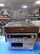 A Pioneer self drive turntable together with a pioneer stereo receiver model SK-434 and a Pioneer