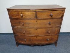A Victorian mahogany bow fronted five drawer chest