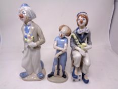 Three Spanish clown figures by Nadal etc.