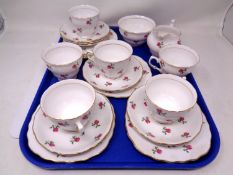 A Colclough 20 piece pink rose pattern bone china tea service.