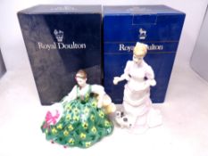 Two Royal Doulton figures, Elyse HN2474 and Lucy HN3858 (both boxed).
