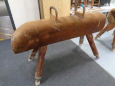 A 20th century Spencer Heath and George Ltd adjustable gymnasium pommel horse