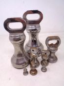 A set of eight chrome graduated weights.