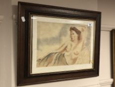 Manner of Léonard Tsuguharu Foujita (1886-1968) : Study of a Red-Headed Reclining Nude,