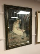 A chronolithographic print depicting a child under a tree, 44cm x 63cm.