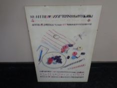 A Sally Davies 1983 poster, Sugar and Spice and All Things Nice, in a clip frame.