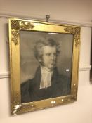 A 19th century school : Portrait of a Gentleman, colour chalks, framed, 44cm x 53cm.