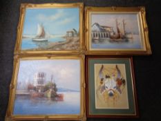 Savage : Fishing boats in a harbour, oil-on-canvas,