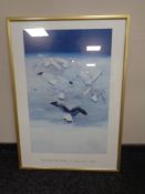 A framed 1955 reproduction poster of Nicolas De Stael's 'Les Mouettes'.