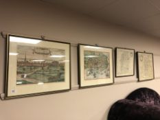 A 19th century map of Durham, 47cm x 41cm, together with three further maps.