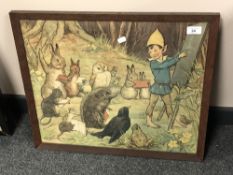 After Margaret W. Tarrant : Lesson Time, reproduction in colours, 44 cm x 52 cm, framed.