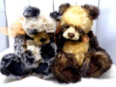 Two Charlie bears, Rory and Manfred.