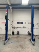 An Automotech Electro-Hydraulic 2 Post Lift, model AS-6246TAD-H, 4000 Kg.