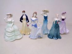 Six Coalport figures, Loretta, Debutante of the Year 2000 The Winters Ball, Valentine,