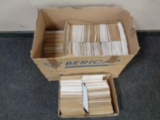 A box containing envelopes.