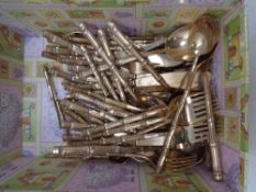 A box of sixty six pieces of plated cutlery